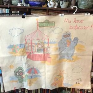 Vintage Sesame Street character blanket 45 x 72”